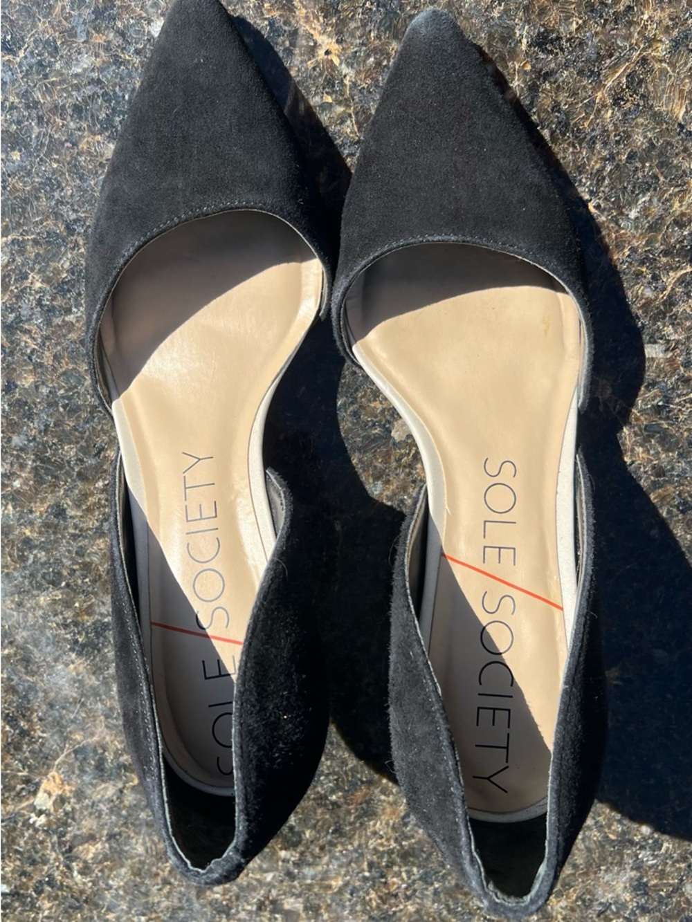 Sole Society Black Pointed D'Orsay Suede Flats